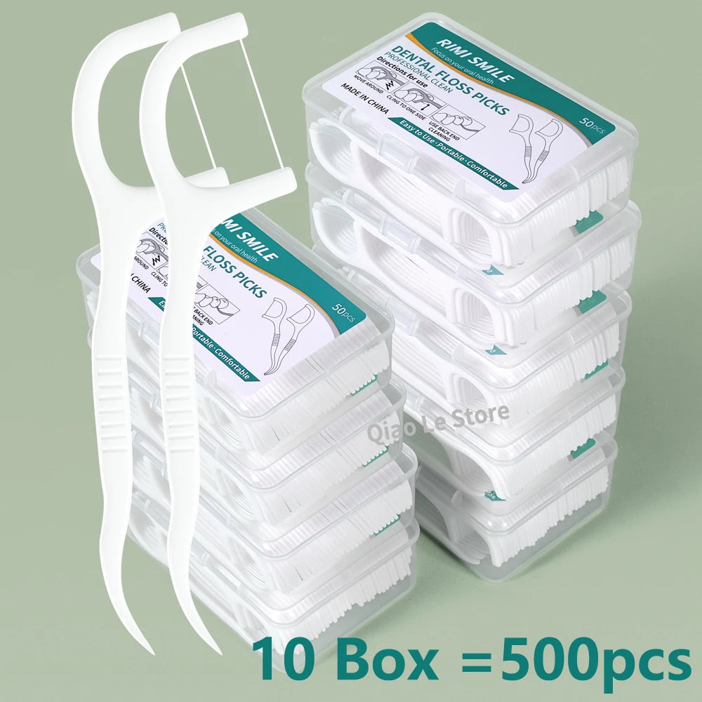 1/2/5/10 Box Portable Disposable Dental Floss Plastic Toothpick High-tension Dental Floss Stick Dental Floss Box Oral Care