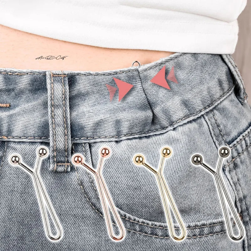 4Pcs Jeans Skirts Detachable Buckle Accessories Adjustable Sleeve Clip For Pants Waist Tightening Sleeve Reduction Clip