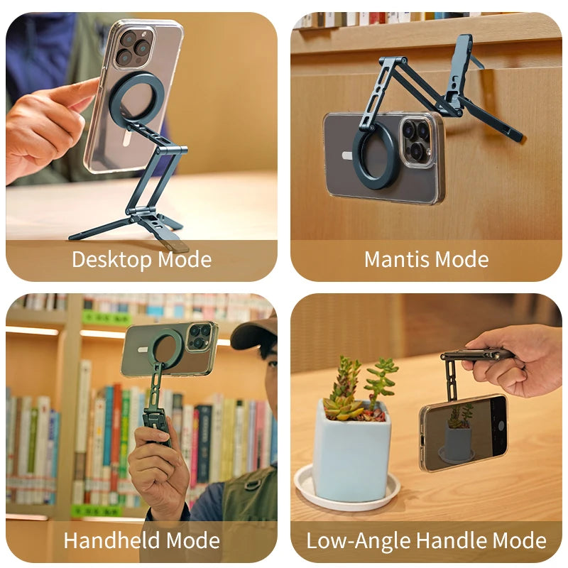 XILETU Magsafe Magnetic cell Phone Tripod Stand with Hook Foldable Desktop Holder for iPhone desktop Selfie Video Mobile tripods