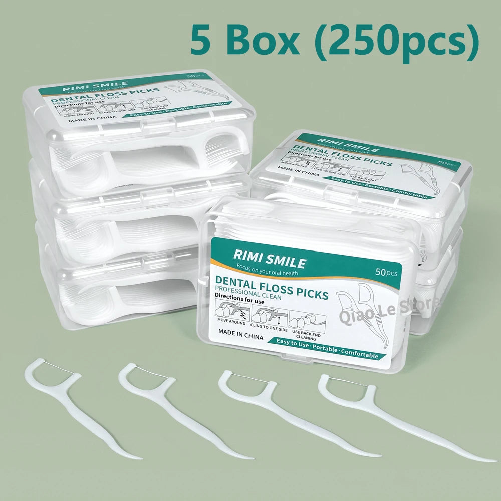 1/2/5/10 Box Portable Disposable Dental Floss Plastic Toothpick High-tension Dental Floss Stick Dental Floss Box Oral Care
