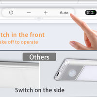 WILLED  Motion Sensor Cabinet Light Battery Display 60 LED Touch Light Bar Wireless Rechargeable Battery Night Light