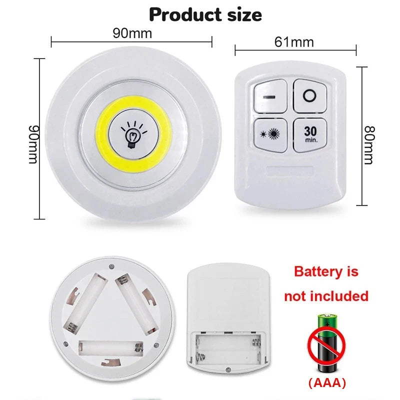 LED Under Cabinet Light with Remote Control Battery Operated LED Closets Lights Wardrobe Bedroom lighting Dimmable Night Light