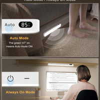 WILLED  Motion Sensor Cabinet Light Battery Display 60 LED Touch Light Bar Wireless Rechargeable Battery Night Light