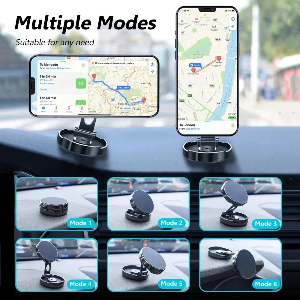 360° Magnetic Phone Holder – Foldable Car Mount with Strong Grip (Universal Fit)