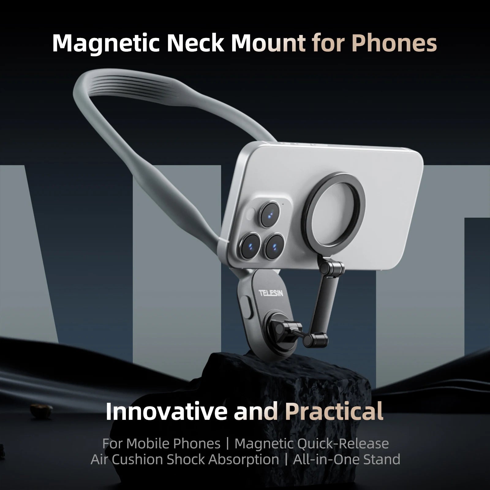TELESIN Magnetic Neck Mount for Phones Neck Cell Phone POV Mount Phone Neck Holder Chest Stand Strap for iPhone Android Phones