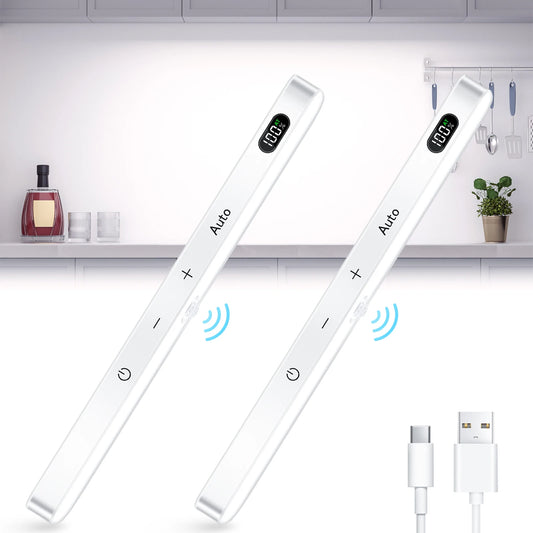 WILLED Under Cabinet Lights Rechargeable Battery Display 60 LED Touch Light Bar Motion Sensor Light Closet Light Night Lights