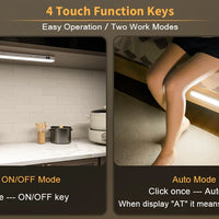 WILLED  Motion Sensor Cabinet Light Battery Display 60 LED Touch Light Bar Wireless Rechargeable Battery Night Light