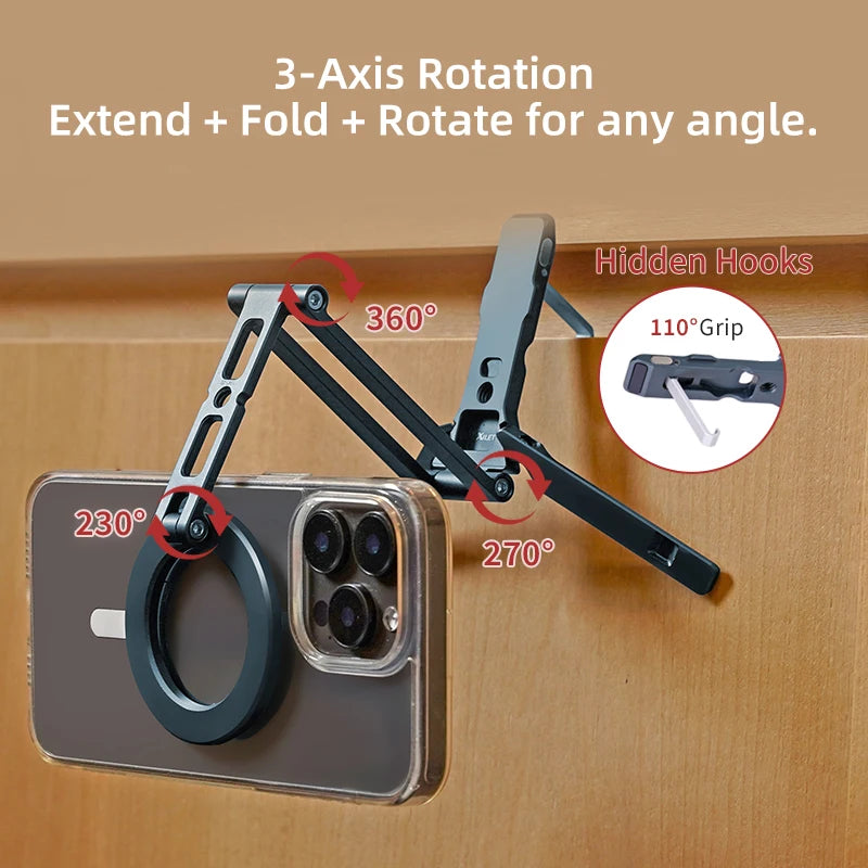 XILETU Magsafe Magnetic cell Phone Tripod Stand with Hook Foldable Desktop Holder for iPhone desktop Selfie Video Mobile tripods