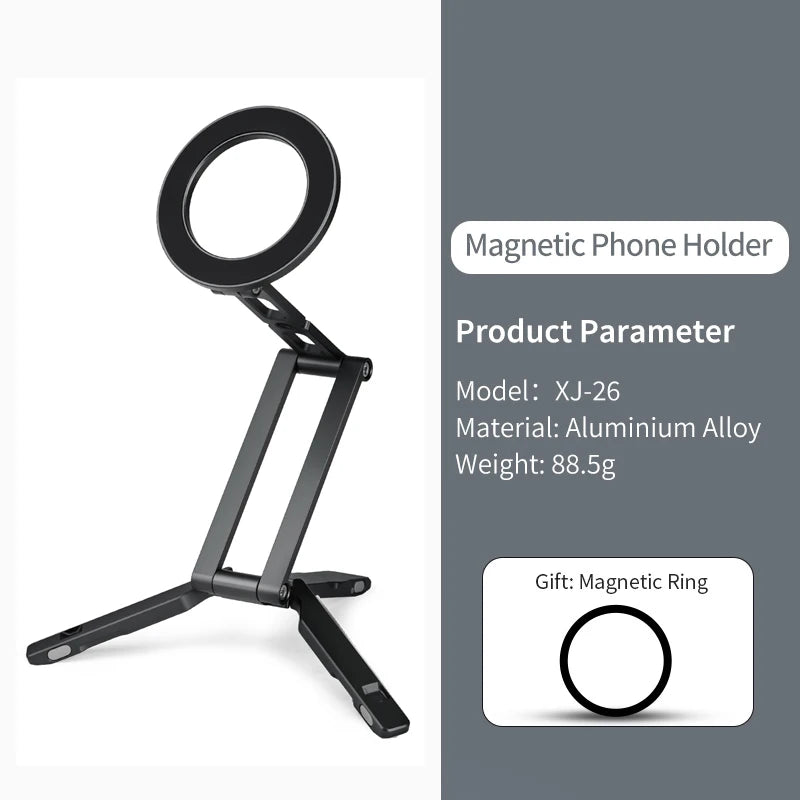 XILETU Magsafe Magnetic cell Phone Tripod Stand with Hook Foldable Desktop Holder for iPhone desktop Selfie Video Mobile tripods