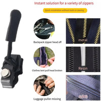 Zipper Repair Kit 12pcs Universal Replacement Zipper Quick Install Detachable Pulls Zip Heads Zipper Fixer for Luggage Bags