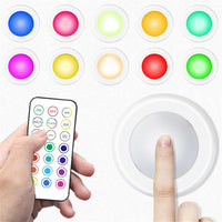 RGB Color Under Cabinet Lights Wireless Battery LED Lights Remote Control Dimmable Wardrobe Night Lamp For Bedroom Kitchen