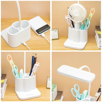 USB Rechargeable LED Desk Lamp Dormitory Bedroom Bedside Table Lamp Eye Protection Reading Lamp with Pen Holder Study Nightlight