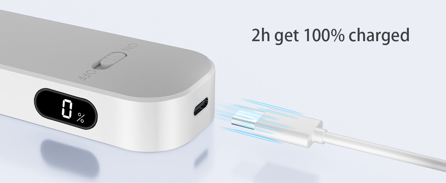 WILLED  Motion Sensor Cabinet Light Battery Display 60 LED Touch Light Bar Wireless Rechargeable Battery Night Light