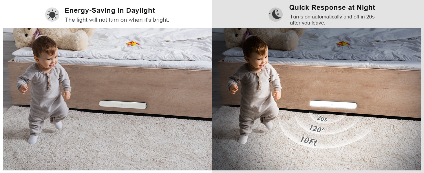 WILLED  Motion Sensor Cabinet Light Battery Display 60 LED Touch Light Bar Wireless Rechargeable Battery Night Light